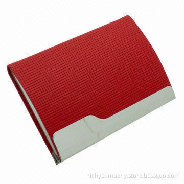 Business Card Case, Made of PU + Stainless Steel